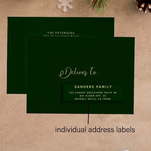 濃い緑の金ゴールド休日メーリング24住所 シール