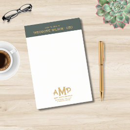 濃い緑の金ゴールド3文字ビジネスモノグラムロゴ ポストイット