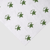 濃い緑の雪の星 – 白い背景 薄葉紙 (詳細)