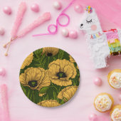 濃い緑の黄色いケシ ペーパープレート (パーティー)