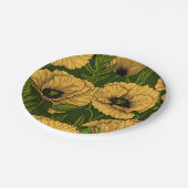 濃い緑の黄色いケシ ペーパープレート (アングル)