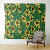 濃い緑の黄色のルベキア タペストリー (インサイチュ(横))