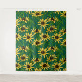 濃い緑の黄色のルベキア タペストリー (正面)