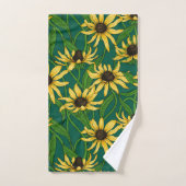 濃い緑の黄色のルベキア バスタオルセット (ハンドタオル)