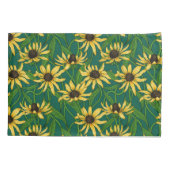 濃い緑の黄色のルベキア 枕カバー (裏面-左)