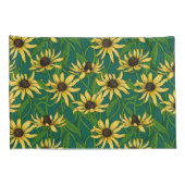 濃い緑の黄色のルベキア 枕カバー (裏面-右)