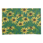 濃い緑の黄色のルベキア 枕カバー (正面右)