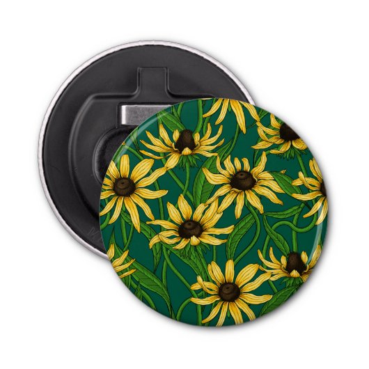 濃い緑の黄色のルベキア 栓抜き (正面)