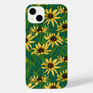 濃い緑の黄色のルベキア iPhone 14 PLUSケース