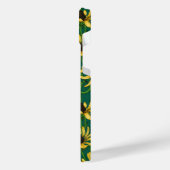 濃い緑の黄色のルベキア iPhoneケース (左側面)