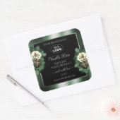 濃い緑の黒い製品ラベル葉のバラロゴ スクエアシール (封筒)