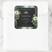 濃い緑の黒い製品ラベル葉のバラロゴ スクエアシール (バッグ)