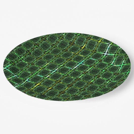 濃い緑の「チェス」、黄色がかった緑またはクロムグリッド ペーパープレート (アングル)