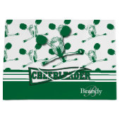 濃い緑をパーソナライズ📣チアリーダー ラージペーパーバッグ (正面)