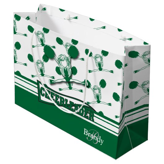 濃い緑をパーソナライズ📣チアリーダー ラージペーパーバッグ (裏面アングル)