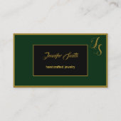 濃い緑エレガントの黒のモノカスタムグラムとロゴ 名刺 (正面)