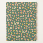 濃い緑ピンクの花の模様 プランナー手帳 (裏面)