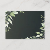 濃い緑モダン色の葉詳細結婚ズ エンクロージャーカード (裏面)