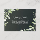 濃い緑モダン色の葉詳細結婚ズ エンクロージャーカード (正面)