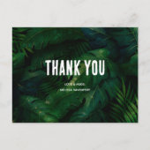 濃い緑色のトロピカルリーフパターン サンクス ポストカード (正面)
