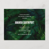 濃い緑色のトロピカルリーフ 誕生日招待状 ポストカード (正面)