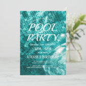 濃い緑色のプールの水　プールパーティ 招待状 (スタンド正面)