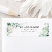 濃い緑色の多肉性バラ葉差出人住所 ラベル (インサイチュ)