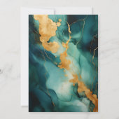 濃い緑、クリームと金ゴールドイン結婚ク 招待状 (裏面)