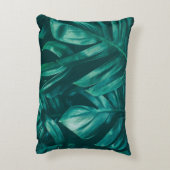 濃い緑、熱帯のジャングルの葉。 アクセントクッション (裏面(縦))