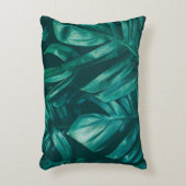 濃い緑、熱帯のジャングルの葉。 アクセントクッション (正面(垂直))