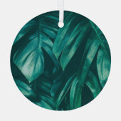 濃い緑、熱帯のジャングルの葉。 ガラスオーナメント (裏面)
