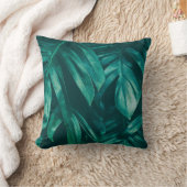 濃い緑、熱帯のジャングルの葉。 クッション (ブランケット)