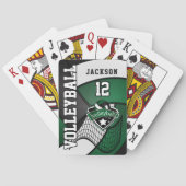 濃い緑、白黒のバレーボール トランプ (裏面)