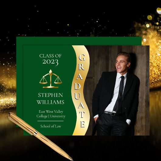 濃い緑 |金ゴールド大学院波法法法法学Grad 案内状