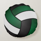濃い緑、黒と白のバレーボール | DIY名 ラウンドクッション (裏面)