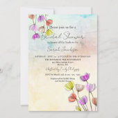 濃い線で咲く花ブライダルシャワー 招待状 (正面)