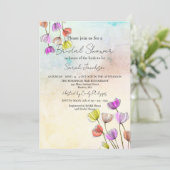 濃い線で咲く花ブライダルシャワー 招待状 (スタンド正面)