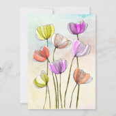 濃い線で咲く花ブライダルシャワー 招待状 (裏面)