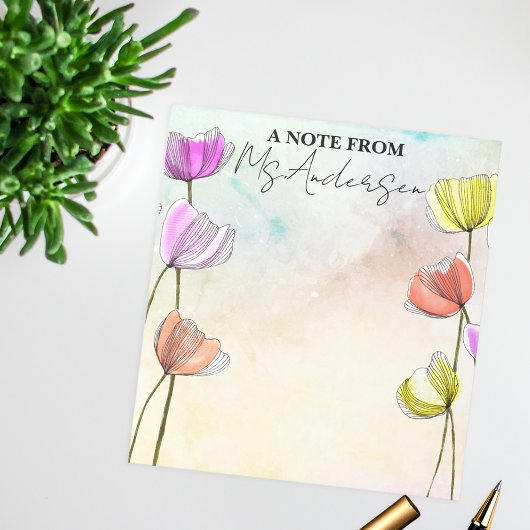 濃い線で咲く花 ノートパッド