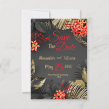 濃い背景にトロピカルな黒と金の葉