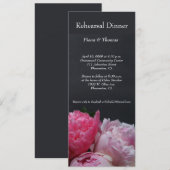 濃い背景にピンクの芍薬のリハーサル 招待状 (正面/裏面)