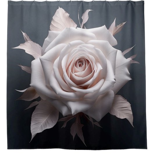 濃い背景にピンク色のバラ シャワーカーテン (正面)