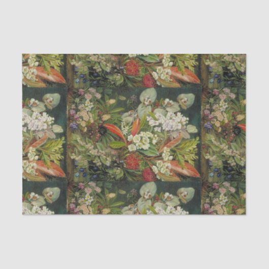 濃い背景に植物花 薄葉紙 (正面)