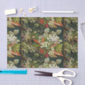 濃い背景に植物花 薄葉紙 (クラフト)