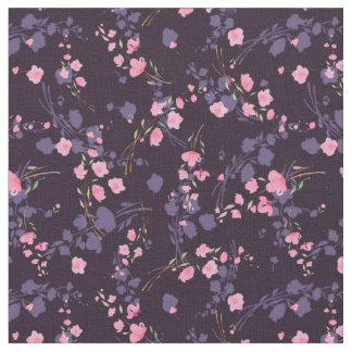 濃い背景に穏やかなピンクの桜の花 ファブリック