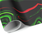 濃い背景に緑と赤の曲線を描く ラッピングペーパー (ロールコーナー)