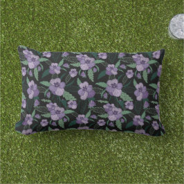 濃い背景に葉とパンスィーの花の柄 アウトドア用 アウトドアクッション