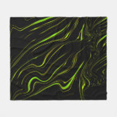 濃い背景に長い緑の波線 フリースブランケット (正面(横))