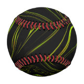 濃い背景に長い緑の波線 野球ボール (裏面)