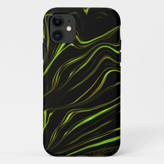 濃い背景に長い緑の波線 Case-Mate iPhoneケース (裏面)